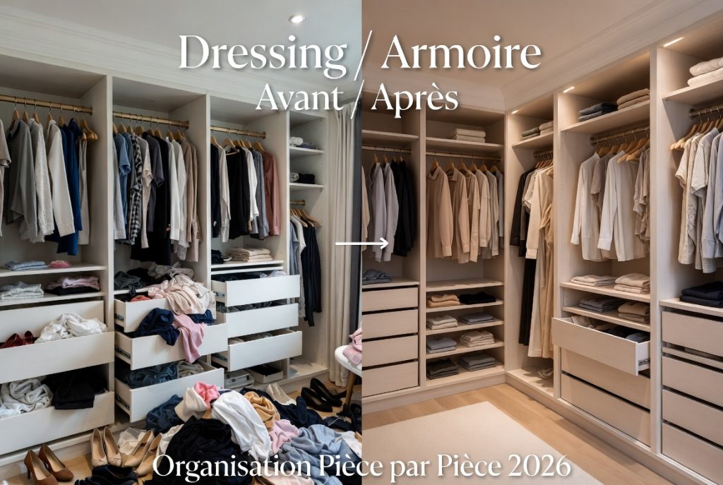 Avant/après : organisation et rangement d'un dressing ou armoire en 2026 - Guide ultime pièce par pièce